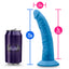 Neo Elite 7.5" Silicone Dual Density Cock Dildo has a natural-feeling dual-density design w/ a soft outer layer & firm inner core + a ridged phallic head & veiny shaft. Blue (5) Dimension.