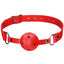This easy-to-use ball gag has 10 strap holes for the adjustable dual-buckle to secure into for a perfect fit on most wearers & breathing holes for more comfort. Red.