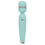 Pillow Talk Cheeky - Luxurious Wand Massager has a flexible head & multi-speed PowerBullet vibrations, all in a quilted silicone body w/ a Swarovski crystal control button. Teal.