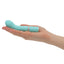 Pillow Talk Racy - Luxurious Mini Massager delivers multispeed vibrations your G-spot will love, all in a quilted silicone body w/ a luxurious Swarovski crystal. Teal. On-hand.