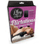 Play With Me - Flirtatious Lingerie Play Kit - thigh-high fishnet stockings w/ ruffle trim & fluffy marabou nipple covers + 10 foreplay & position cards & a sex scenario sheet. box