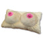 Plush Boobs Pillow - Get the laughs started at any adult party or bucks' night w/ this novelty pillow, complete with 3D plush breasts & erect oversized nipples.