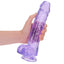 RealRock 10" Crystal Clear Realistic Dildo With Balls & Suction Cup is big & girthy to stimulate your G-spot or P-spot w/ a ridged head, veiny shaft + testicles for safe anal or vaginal play. Purple-on hand.
