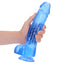 RealRock 10" Crystal Clear Realistic Dildo With Balls & Suction Cup is big & girthy to stimulate your G-spot or P-spot w/ a ridged head, veiny shaft + testicles for safe anal or vaginal play. Blue-on hand.