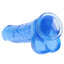 RealRock 10" Crystal Clear Realistic Dildo With Balls & Suction Cup is big & girthy to stimulate your G-spot or P-spot w/ a ridged head, veiny shaft + testicles for safe anal or vaginal play. Blue-suction cup.