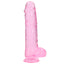 RealRock 10" Crystal Clear Realistic Dildo With Balls & Suction Cup is big & girthy to stimulate your G-spot or P-spot w/ a ridged head, veiny shaft + testicles for safe anal or vaginal play. Pink. (2)