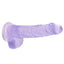 RealRock 6" Crystal Clear Realistic Dildo With Balls & Suction Cup has a realistic shape & natural size w/ almost 5 insertable inches & a phallic head, veiny shaft + testicles for safe anal or vaginal play. Purple. (2)