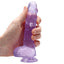 RealRock 6" Crystal Clear Realistic Dildo With Balls & Suction Cup has a realistic shape & natural size w/ almost 5 insertable inches & a phallic head, veiny shaft + testicles for safe anal or vaginal play. Purple-on hand.