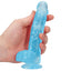 RealRock 6" Crystal Clear Realistic Dildo With Balls & Suction Cup has a realistic shape & natural size w/ almost 5 insertable inches & a phallic head, veiny shaft + testicles for safe anal or vaginal play. Blue-on hand.