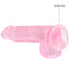 RealRock 6" Crystal Clear Realistic Dildo With Balls & Suction Cup has a realistic shape & natural size w/ almost 5 insertable inches & a phallic head, veiny shaft + testicles for safe anal or vaginal play. Pink-suction cup.