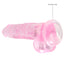 RealRock 8" Crystal Clear Realistic Dildo With Balls & Suction Cup has a realistic shape w/ 6.3" insertable & a ridged phallic head, veiny shaft + testicles for safe anal or vaginal play. Pink-suction cup.