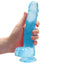 RealRock 8" Crystal Clear Realistic Dildo With Balls & Suction Cup has a realistic shape w/ 6.3" insertable & a ridged phallic head, veiny shaft + testicles for safe anal or vaginal play. Blue-on hand.