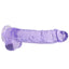 RealRock 9" Crystal Clear Realistic Dildo With Balls & Suction Cup has a lifelike sculpted phallic head, veiny shaft & testicles for safe anal or vaginal play. Purple. (3)