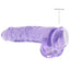 RealRock 9" Crystal Clear Realistic Dildo With Balls & Suction Cup has a lifelike sculpted phallic head, veiny shaft & testicles for safe anal or vaginal play. Purple-suction cup.
