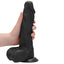 RealRock 9" Realistic Dildo With Balls & Suction Cup has firm yet squishy body that feels like the real thing & has a phallic G-/P-spot head, veiny shaft & balls for safe anal or vaginal play. Black-on hand.