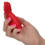 Red hot fuego vibrating massager has 10 vibration modes in the 100% play area contoured body + flexible scallop-shaped tail for more stimulation. Hand