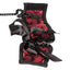 Scandal - Corset Cuffs - luxurious red & black brocade corset-style lace-up cuffs feature adjustable Velcro closure & a heavy-duty chain. 3