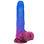 Naughty Bits® Ombré Hombre™ - Vibrating Dildo -  10 toe-curling vibration modes packed into a realistic-feeling firm yet flexible silicone body, complete with sculpted details & suction cup base.  Glitter look, blue top becoming pink at base