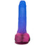 Naughty Bits® Ombré Hombre™ - Vibrating Dildo - 10 toe-curling vibration modes packed into a realistic-feeling firm yet flexible silicone body, complete with sculpted details & suction cup base. Glitter look, blue top becoming pink at base (2)