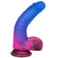 Naughty Bits® Ombré Hombre™ - Vibrating Dildo - 10 toe-curling vibration modes packed into a realistic-feeling firm yet flexible silicone body, complete with sculpted details & suction cup base. Glitter look, blue top becoming pink at base. (4)