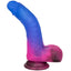 Naughty Bits® Ombré Hombre™ - Vibrating Dildo - 10 toe-curling vibration modes packed into a realistic-feeling firm yet flexible silicone body, complete with sculpted details & suction cup base. Glitter look, blue top becoming pink at base (5)