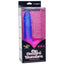 Naughty Bits® Ombré Hombre™ - Vibrating Dildo - 10 toe-curling vibration modes packed into a realistic-feeling firm yet flexible silicone body, complete with sculpted details & suction cup base. Glitter look, blue top becoming pink at base. package image
