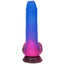 Naughty Bits® Ombré Hombre™ - Vibrating Dildo - 10 toe-curling vibration modes packed into a realistic-feeling firm yet flexible silicone body, complete with sculpted details & suction cup base. Glitter look, blue top becoming pink at base (3)