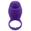 Silicone Love Ring - Tongue has 10 wicked vibration modes & a tongue-shaped clitoral stimulator for her pleasure. Waterproof & rechargeable for easy, endless fun. Purple.