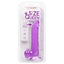 California Exotics Size Queen 8" Dildo w/ Suction Cup Base - firm & flexible 8" dong has a realistic phallic head & veiny shaft with a harness-compatible suction cup. Purple, package