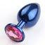 Seamless Metal Starting Butt Plug With Round Gem - Small - beginner-friendly & has a round crystal gem base that makes your booty look cute & glamorous. Blue plug, Pink gem