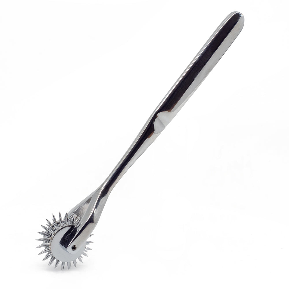 This metal pinwheel has 3 faces to deliver a tingly feeling as prickly pins roll across the skin & can be used w/ other BDSM accessories for great sensation play! 