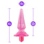 B Yours Basic Vibra pink butt plug stands against a white backdrop showing the products measurements. 