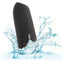 A black precision angled bullet vibrator is shown dropped in water showcasing its waterproof design.