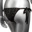 Back view of a mannequin wearing a pair of mesh black rhinestone covered panties with a triangle-cut style.