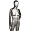 A mannequin wears a black rhinestone mesh hooded shoulder shrug.