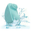 A blue ergonomic clitoral thumping teaser is shown dropped in water showcasing its waterproof design. 
