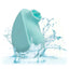 An ergonomic blue clitoral licking teaser is shown dropped in water showcasing its waterproof design.