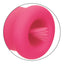 Close up of a pink vibrating teaser showcasing its flickering tongue.