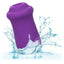 A purple clitoral suction teaser is shown dropped in water showcasing its waterproof design. 