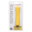 A package by CalExotics stands against a white backdrop with a flexiwand yellow vibrator inside it.
