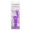 A package by CalExotics stands against a white backdrop with a purple butterfly rabbit vibrator inside it.