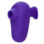 A purple clitoral finger vibrator features a clitoral suction chamber. 