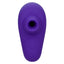 A purple clitoral suction finger vibrator showcases its power button at the base.