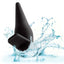 A black vibrating anal probe is thrown in water to showcase its waterproof design. 