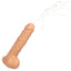 A dildo with testicles is shown squirting liquid. 