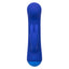 A blue thick g-spot rabbit vibrator showcases its clitoral arm with flickering rabbit ears. 