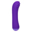 A thick girthy purple g-spot vibrator with a bulbous head and upturned shape. 