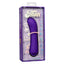 A box by CalExotics stands against a white backdrop and features a thick purple g-spot vibrator inside.
