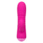 A front view of a hot pink thick g-spot vibrator showcasing its bulbous clitoral arm. 