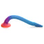 A glow-in-the-dark sea snake dildo lays on its side, showing its scaly texture while anchored by its suction cup.